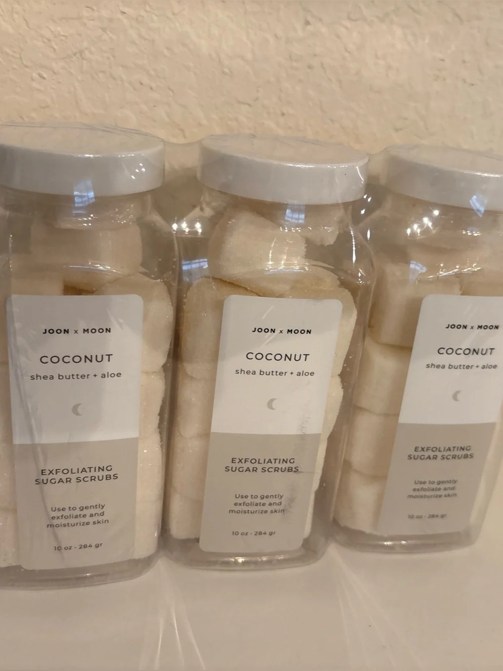 3 Pack - Joon X Moon Sugar Cube Scrubs 10 Oz New  - Coconut Shea Butter + Aloe
